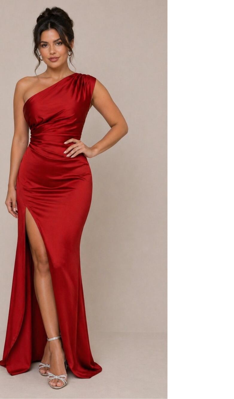 OYS medium one shoulder sexy open back formal wedding gown event gala NWT